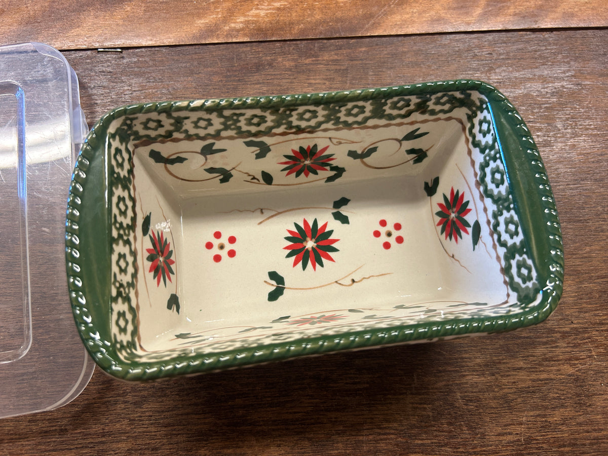 Red Green White Temptations Christmas Mini Loaf w/ Lid, 6 3/4"