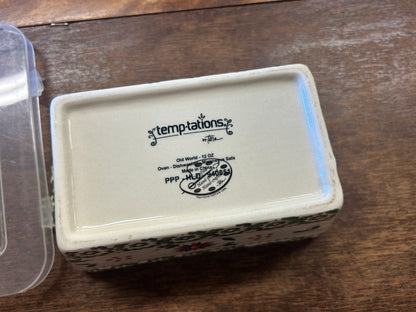 Red Green White Temptations Christmas Mini Loaf w/ Lid, 6 3/4"