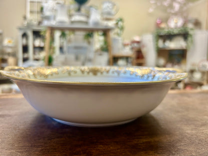 Gold & White Noritake Christmas Ball Round Bowl, 9 3/4"