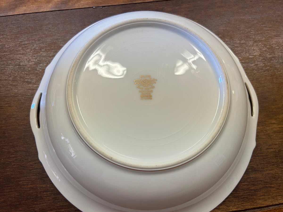 Gold & White Noritake Christmas Ball Round Bowl, 9 3/4"