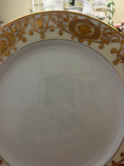 Gold & White Noritake Christmas Ball Dinner Plate, 10"