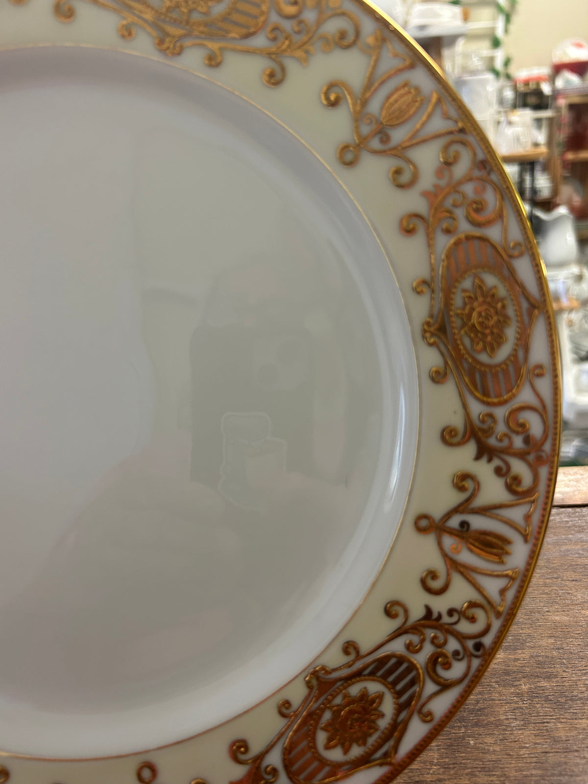 Gold & White Noritake Christmas Ball Dinner Plate, 10"