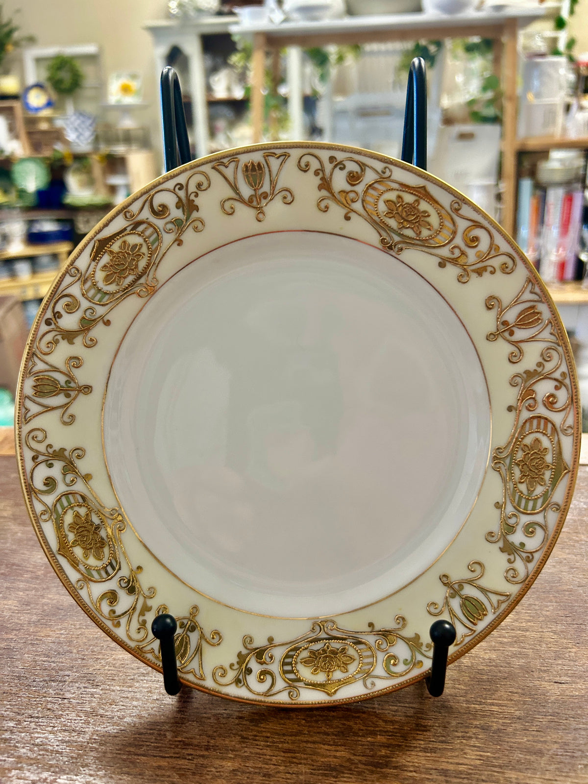 Gold & White Noritake Christmas Ball Salad Plate, 7 1/2"