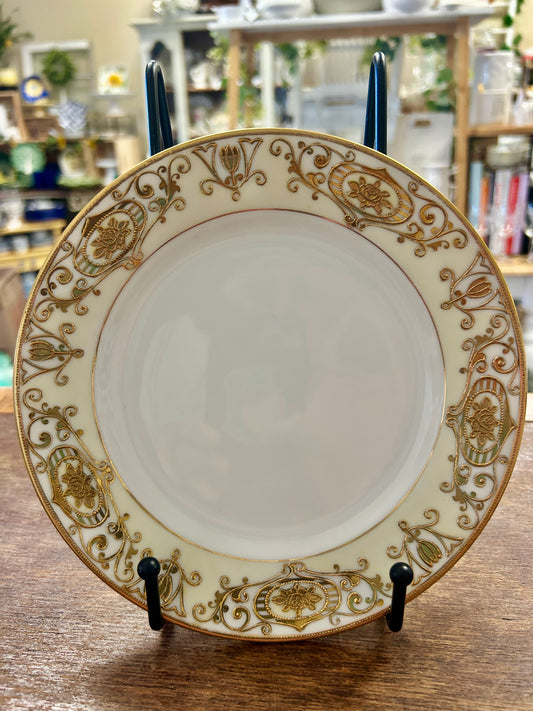 Gold & White Noritake Christmas Ball Salad Plate, 7 1/2"