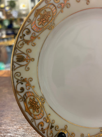 Gold & White Noritake Christmas Ball Salad Plate, 7 1/2"