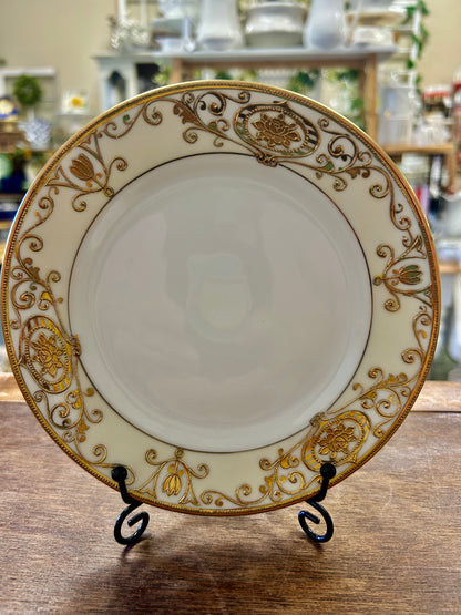 Gold & White Noritake Christmas Ball Bread Plate, 6 1/4"