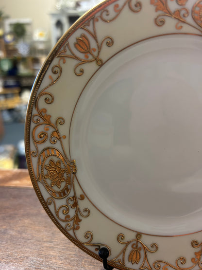 Gold & White Noritake Christmas Ball Bread Plate, 6 1/4"