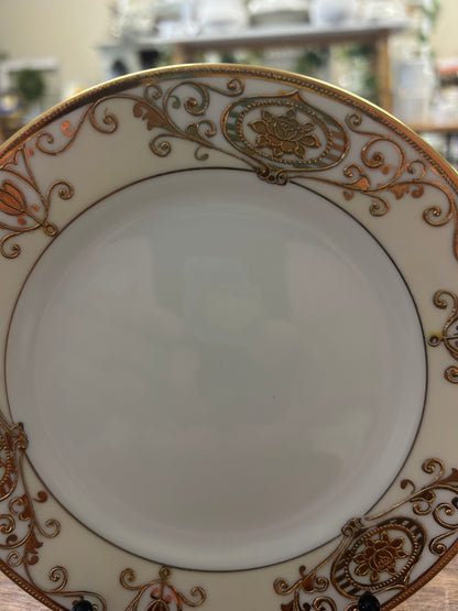 Gold & White Noritake Christmas Ball Bread Plate, 6 1/4"