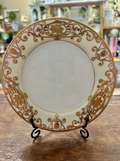 Gold & White Noritake Christmas Ball Bread Plate, 6 1/4"