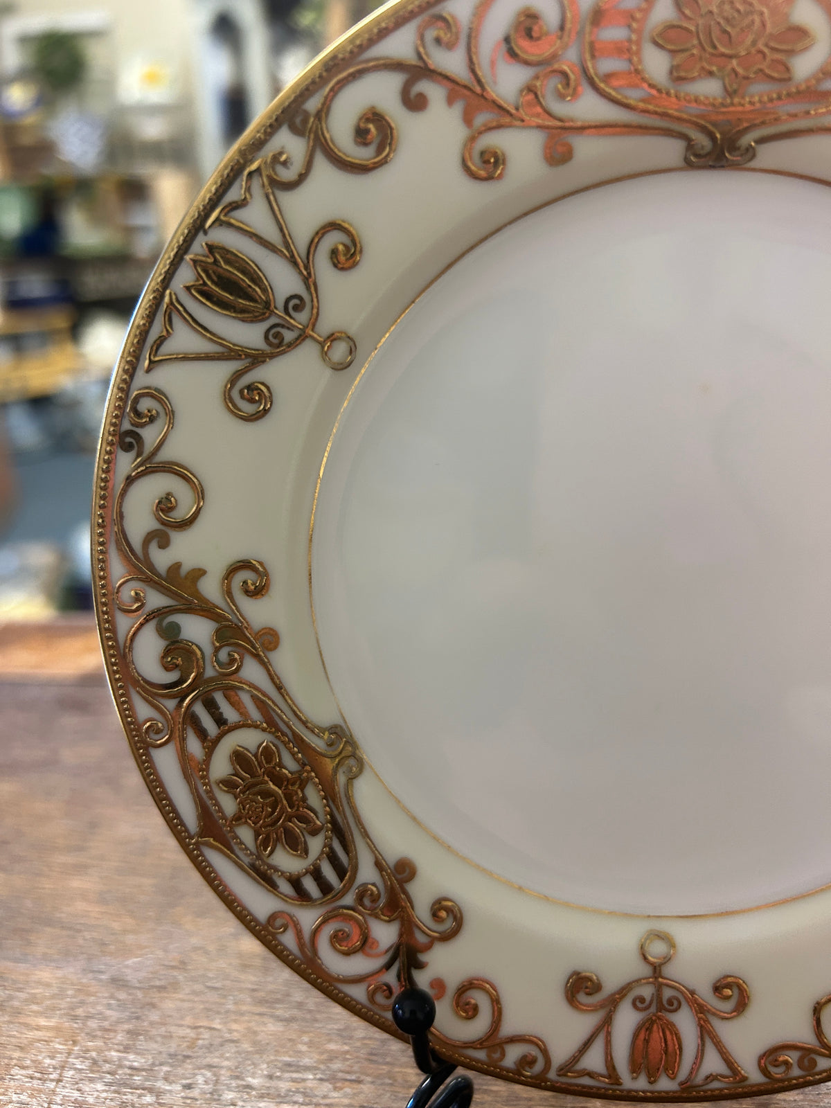Gold & White Noritake Christmas Ball Bread Plate, 6 1/4"