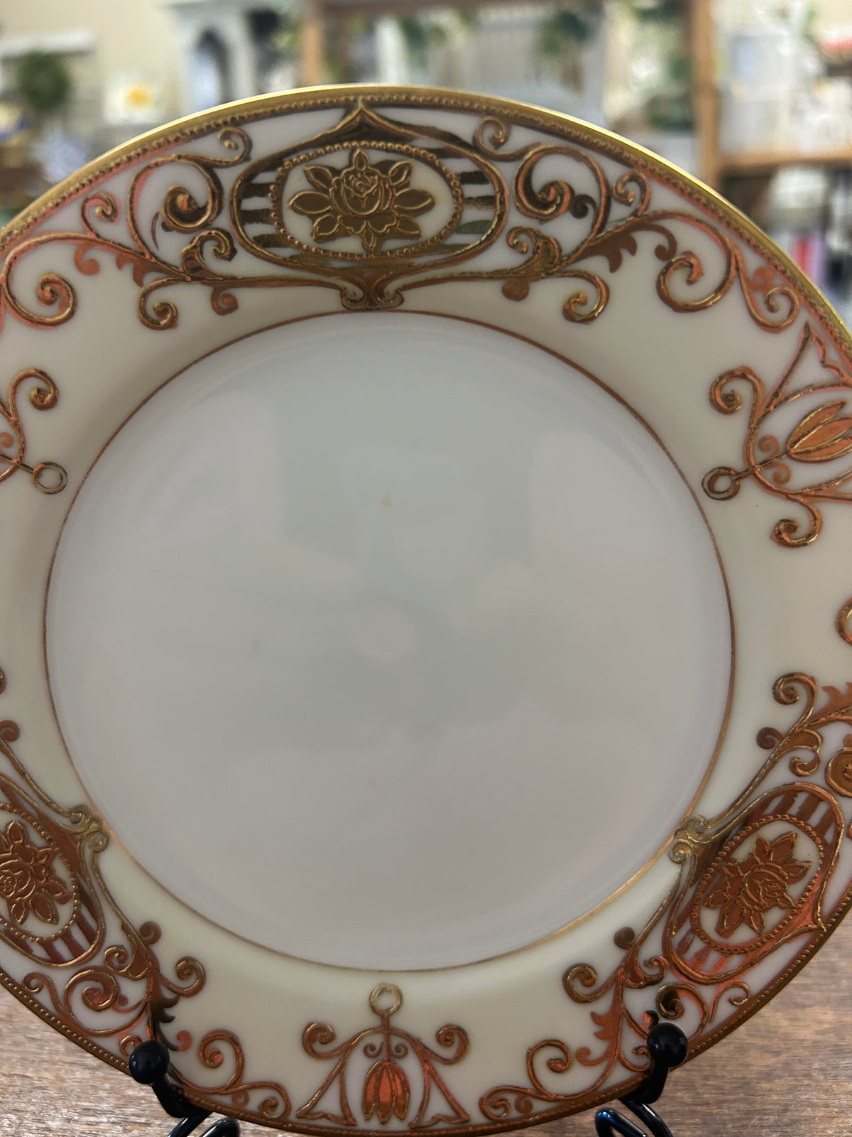 Gold & White Noritake Christmas Ball Bread Plate, 6 1/4"