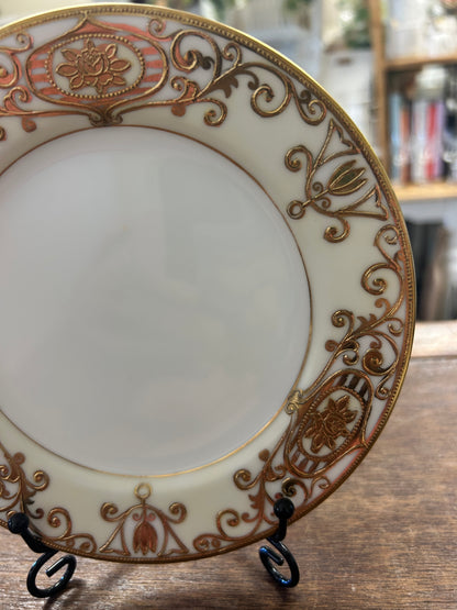 Gold & White Noritake Christmas Ball Bread Plate, 6 1/4"