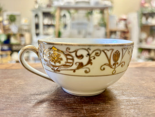 Gold & White Noritake Christmas Ball Cup, 2"
