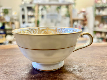Gold & White Noritake Christmas Ball Footed Cup, 2 1/4"
