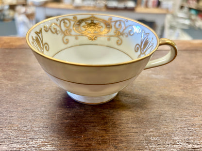 Gold & White Noritake Christmas Ball Footed Cup, 2 1/4"