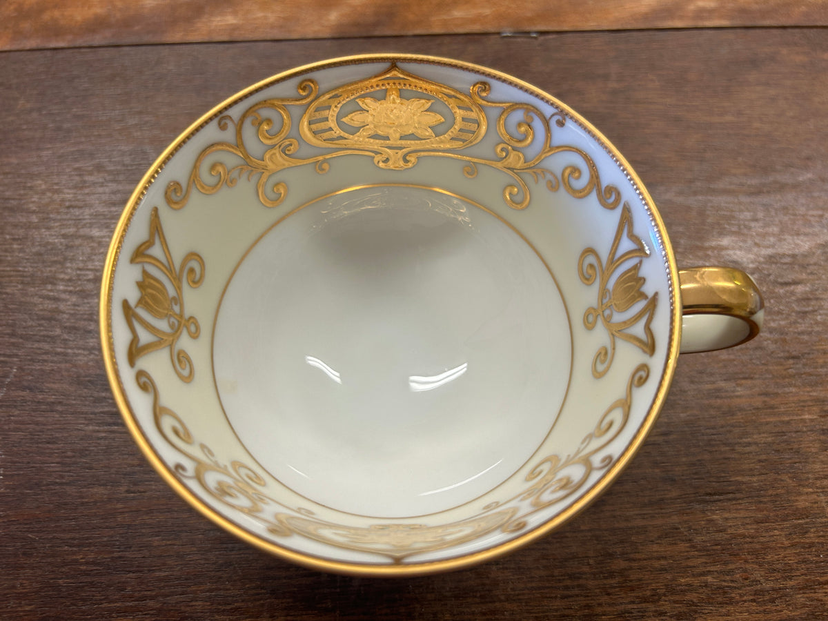 Gold & White Noritake Christmas Ball Footed Cup, 2 1/4"