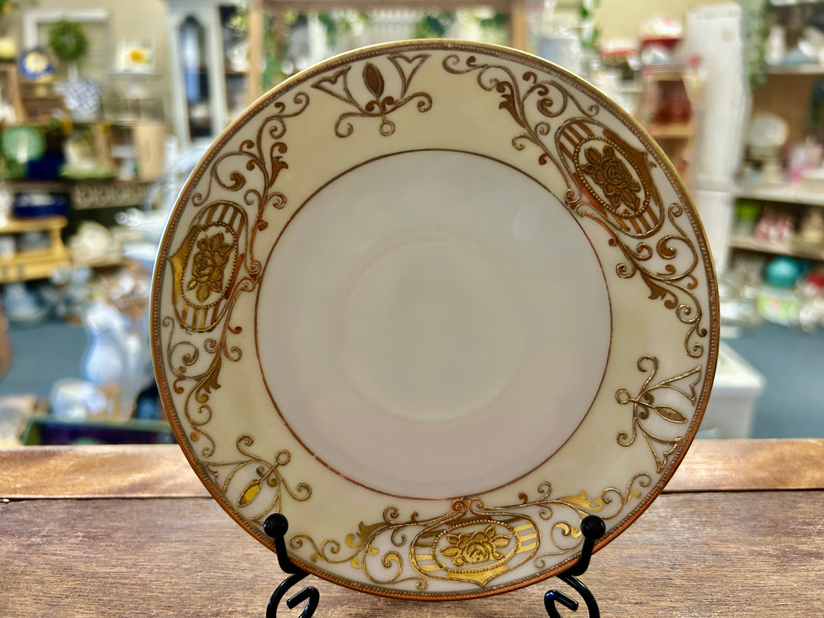 Gold & White Noritake Christmas Ball Saucer Plate, 5 1/2"