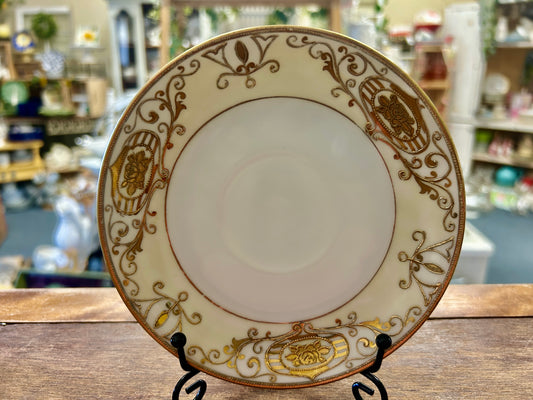 Gold & White Noritake Christmas Ball Saucer Plate, 5 1/2"