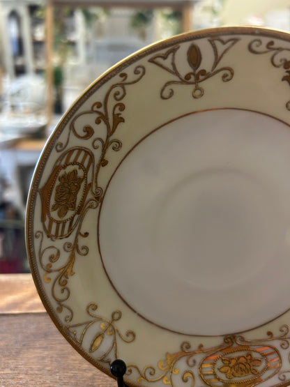 Gold & White Noritake Christmas Ball Saucer Plate, 5 1/2"