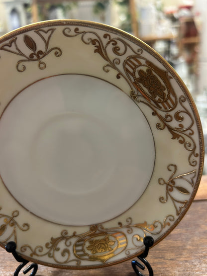 Gold & White Noritake Christmas Ball Saucer Plate, 5 1/2"