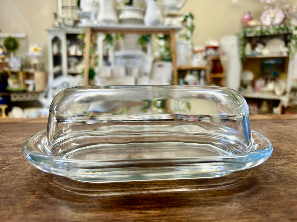 Clear Butter Dish, 7 3/4"