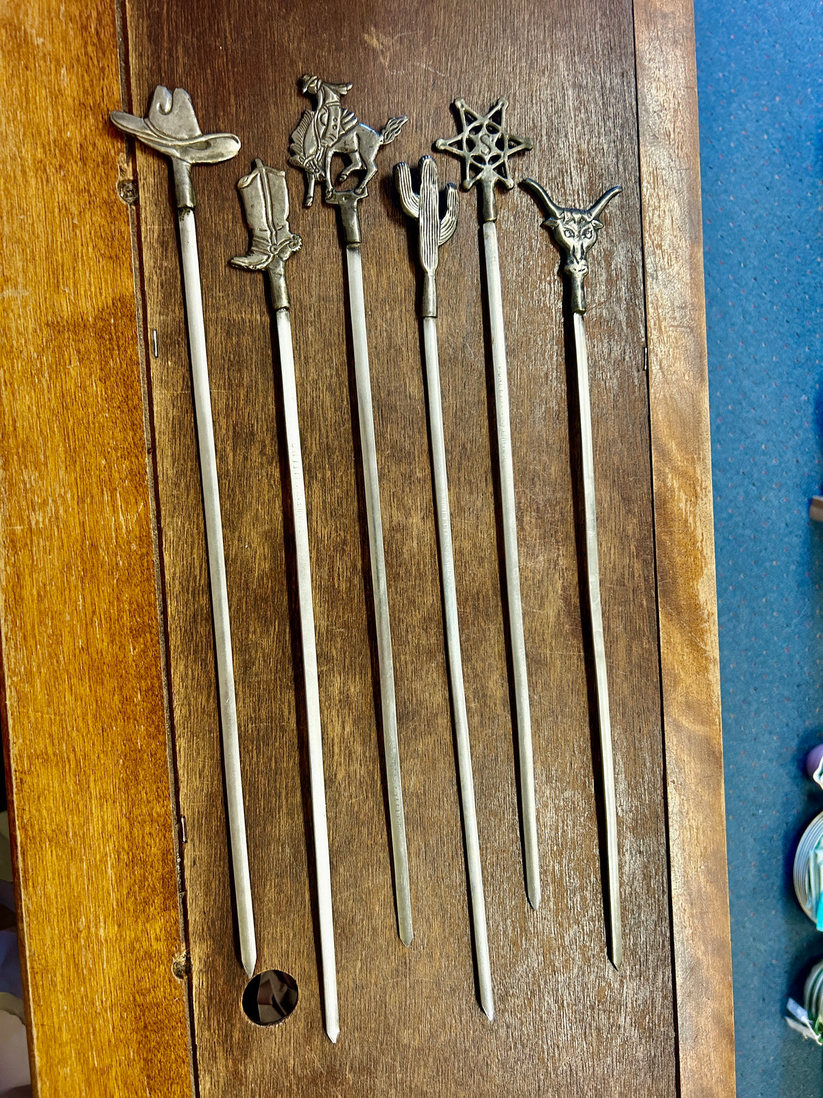 Silver  Vintage Cowboy Skewers 6, 17"