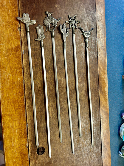 Silver  Vintage Cowboy Skewers 6, 17"