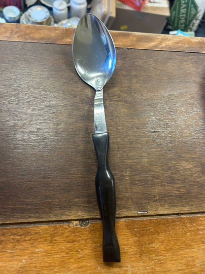 Silver Cutco Serving Spoon Brown Handle, 12 1/2"