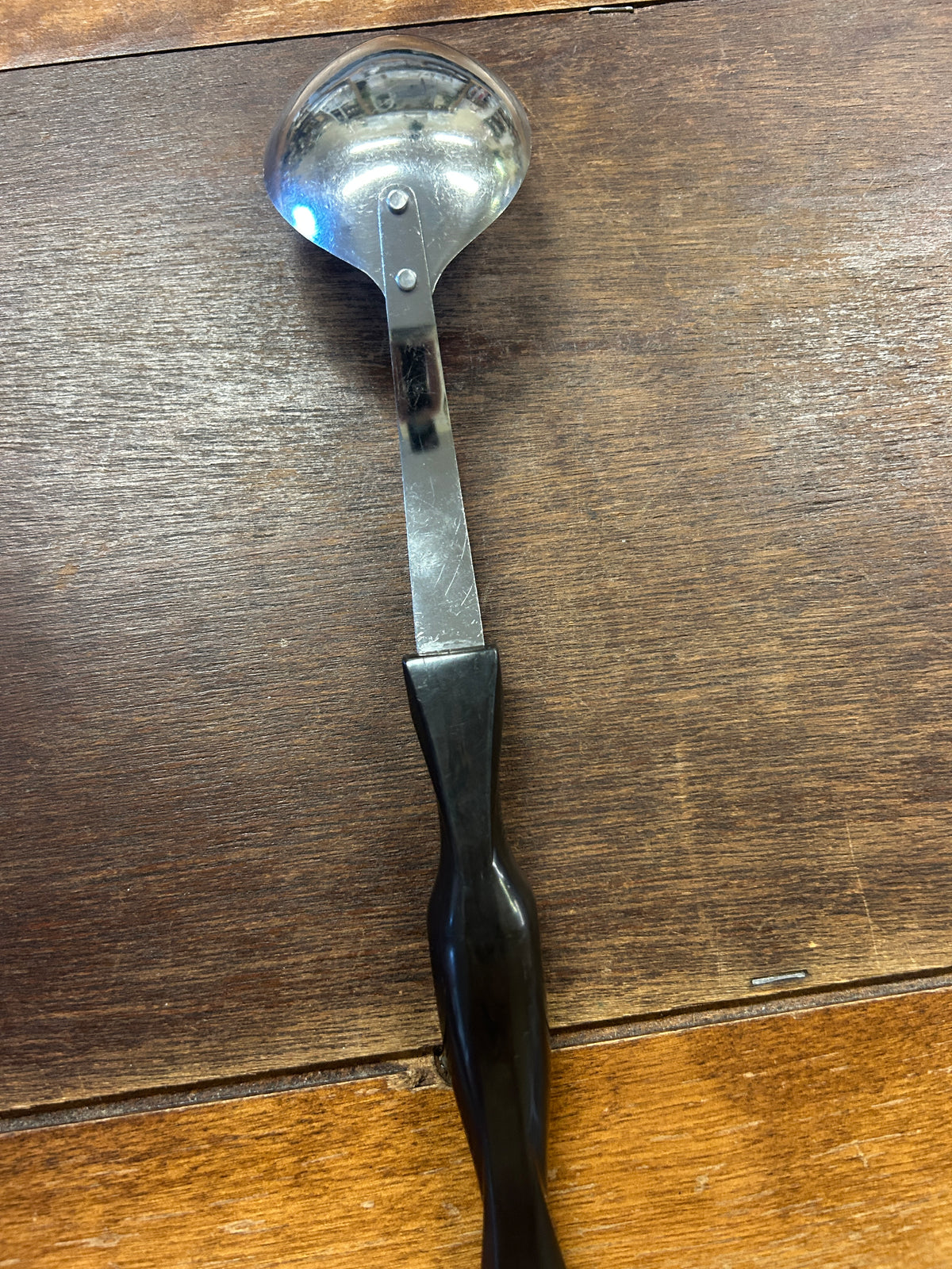 Silver Cutco Serving Spoon Brown Handle, 12 1/2"