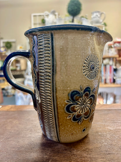 Blue & Brown Ephraim Pottery RARE Pottery Pitcher, 6 3/4"