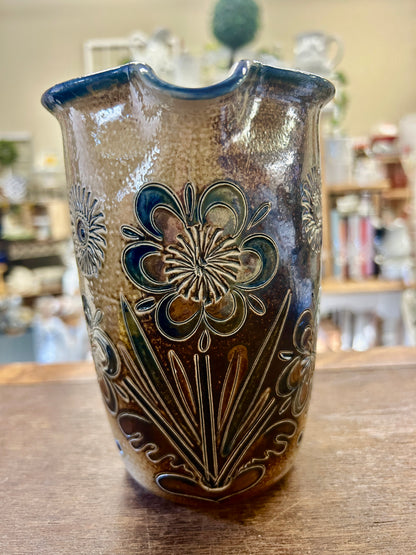 Blue & Brown Ephraim Pottery RARE Pottery Pitcher, 6 3/4"