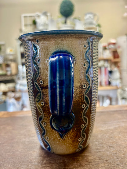 Blue & Brown Ephraim Pottery RARE Pottery Pitcher, 6 3/4"