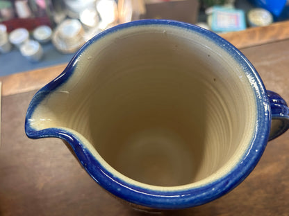 Blue & Brown Ephraim Pottery RARE Pottery Pitcher, 6 3/4"