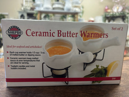 White Norpro NEW Butter Warmers 2, 3 ounces