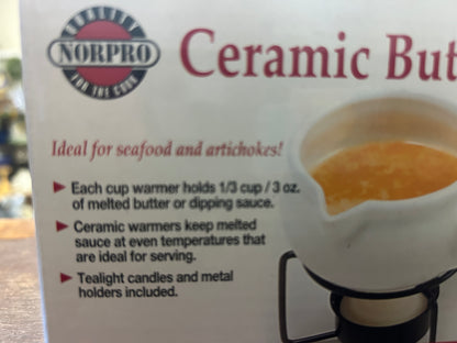 White Norpro NEW Butter Warmers 2, 3 ounces