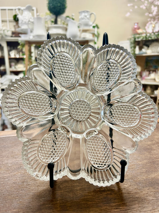 Federal Glass Co Clear Deviled Egg Platter, 8"