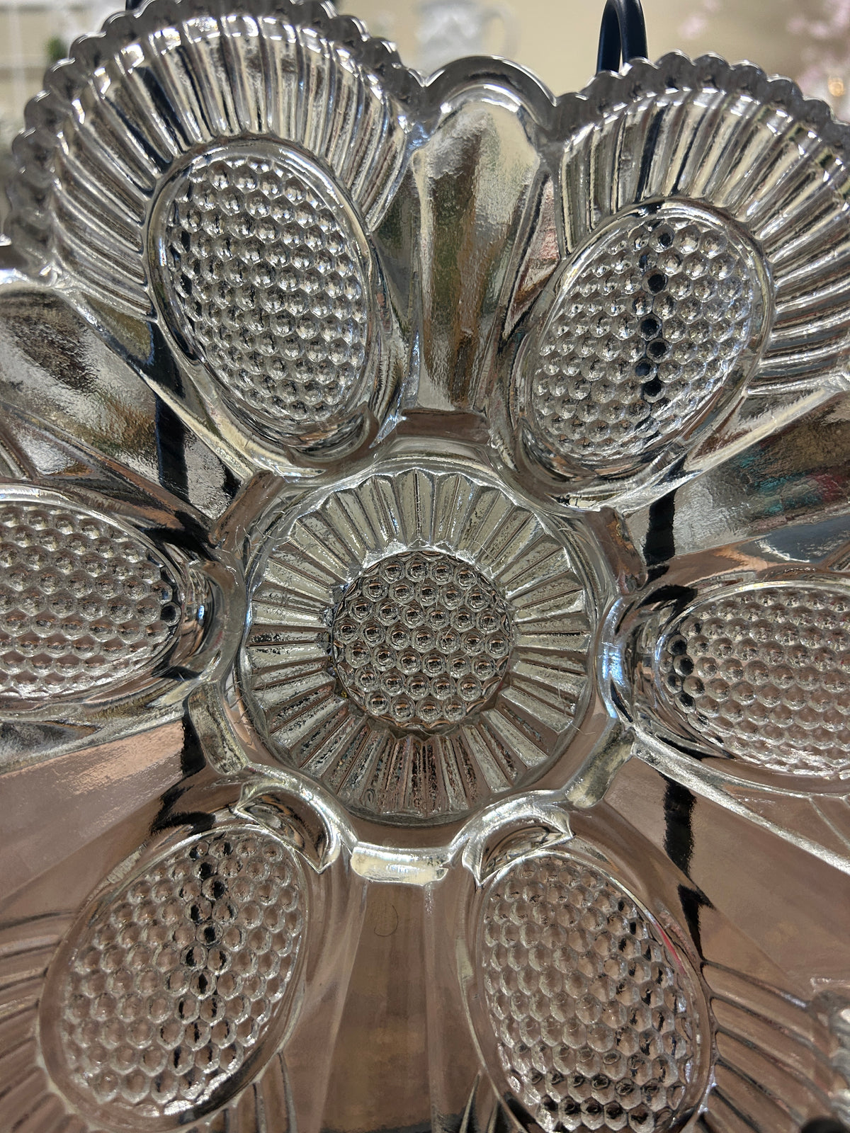 Federal Glass Co Clear Deviled Egg Platter, 8"