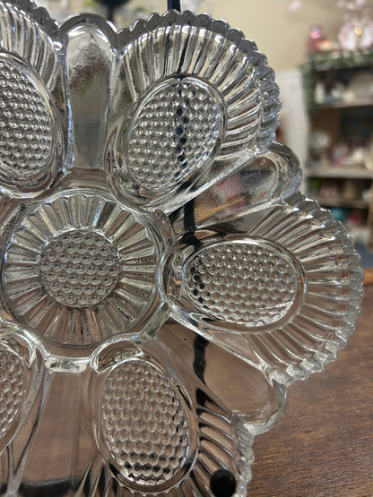 Federal Glass Co Clear Deviled Egg Platter, 8"