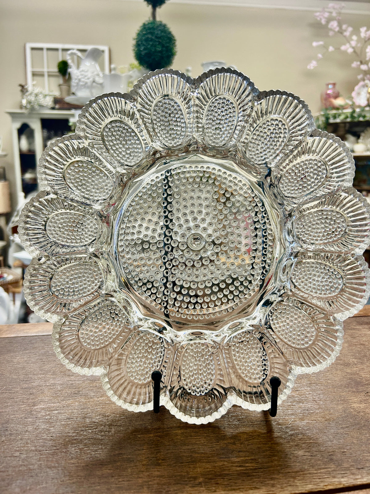 Indiana Glass Clear Deviled Egg Platter, 11"