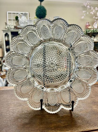 Indiana Glass Clear Deviled Egg Platter, 11"