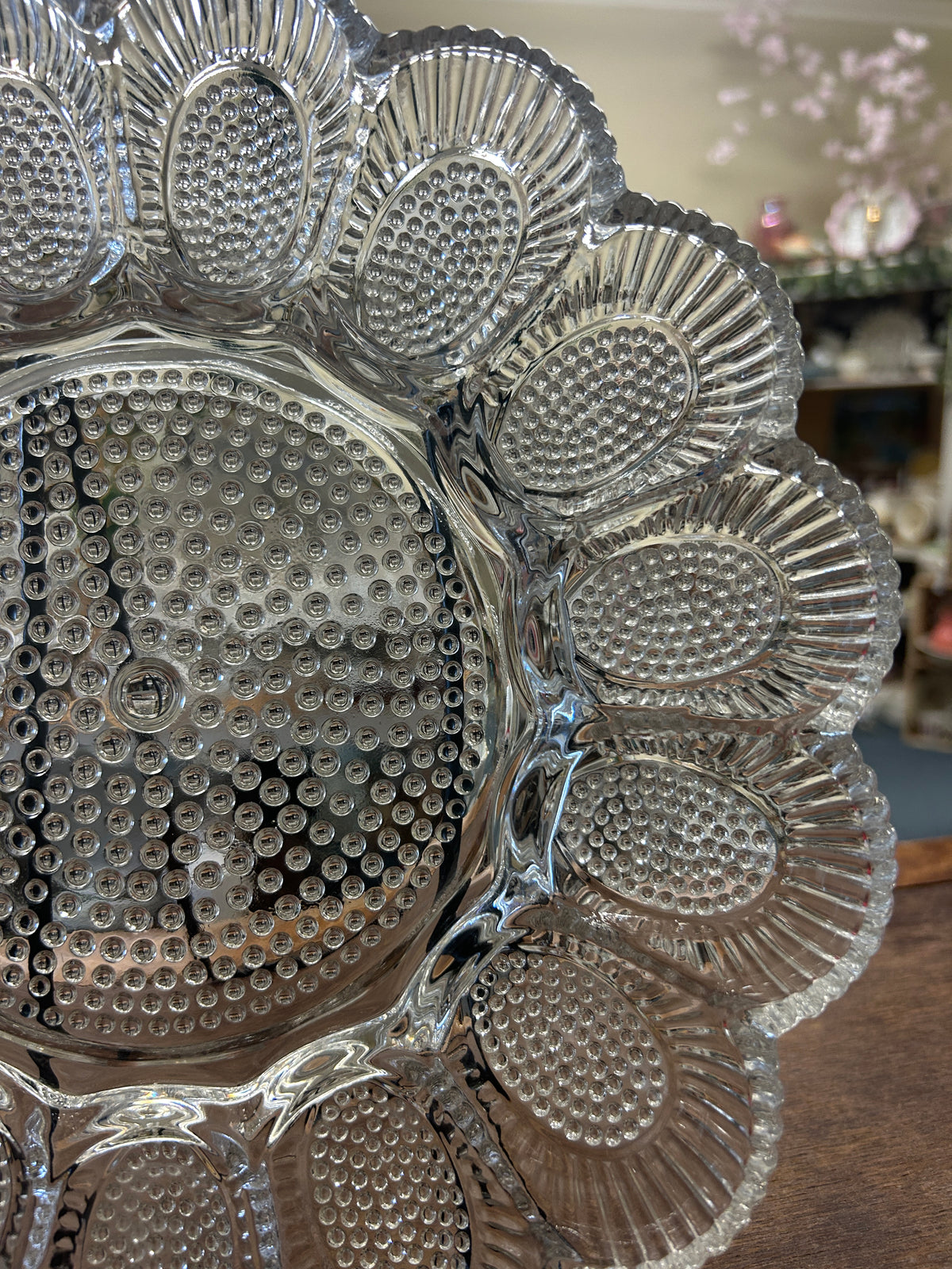 Indiana Glass Clear Deviled Egg Platter, 11 1/4"