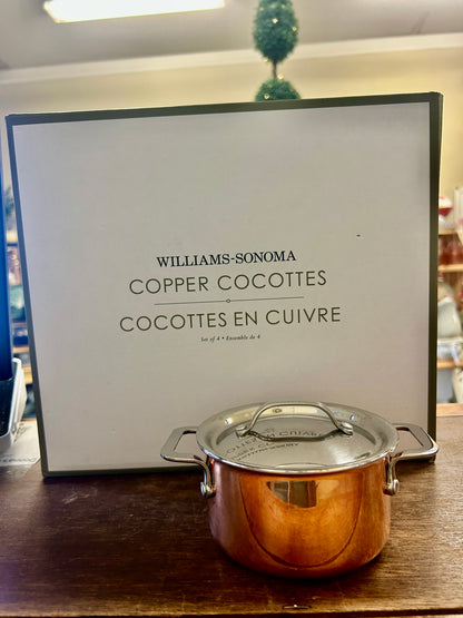 Copper NEW Williams Sonoma Mini Copper Cocotte Set of 4, 16 ounces