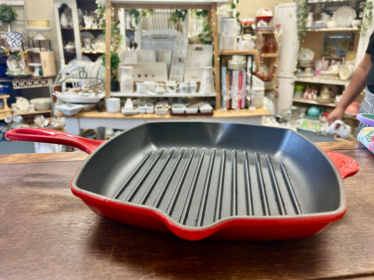 Le Creuset Red Grill Pan, 10 1/2"