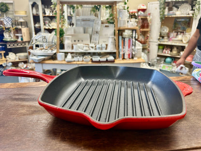 Le Creuset Red Grill Pan, 10 1/2"
