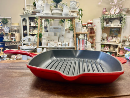 Le Creuset Red Grill Pan, 10 1/2"