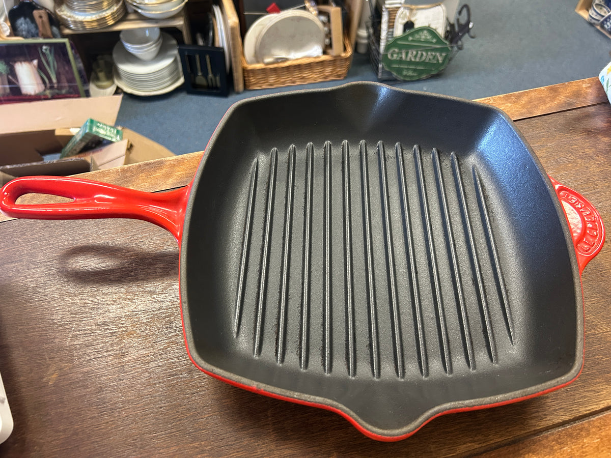 Le Creuset Red Grill Pan, 10 1/2"
