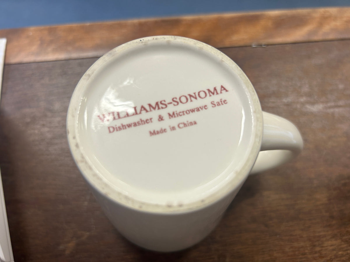 White & Cranberry Williams Sonoma Irish Coffee Mug, 4"