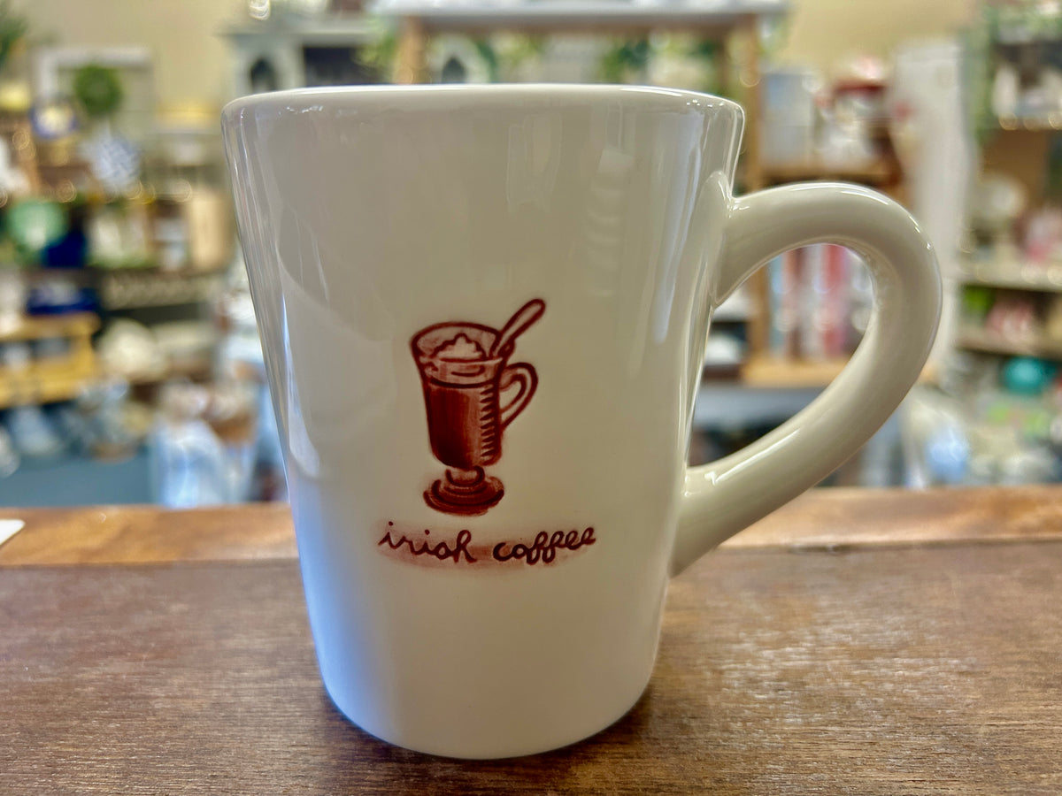 White & Cranberry Williams Sonoma Irish Coffee Mug, 4"