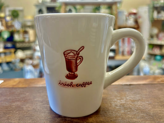 White & Cranberry Williams Sonoma Irish Coffee Mug, 4"