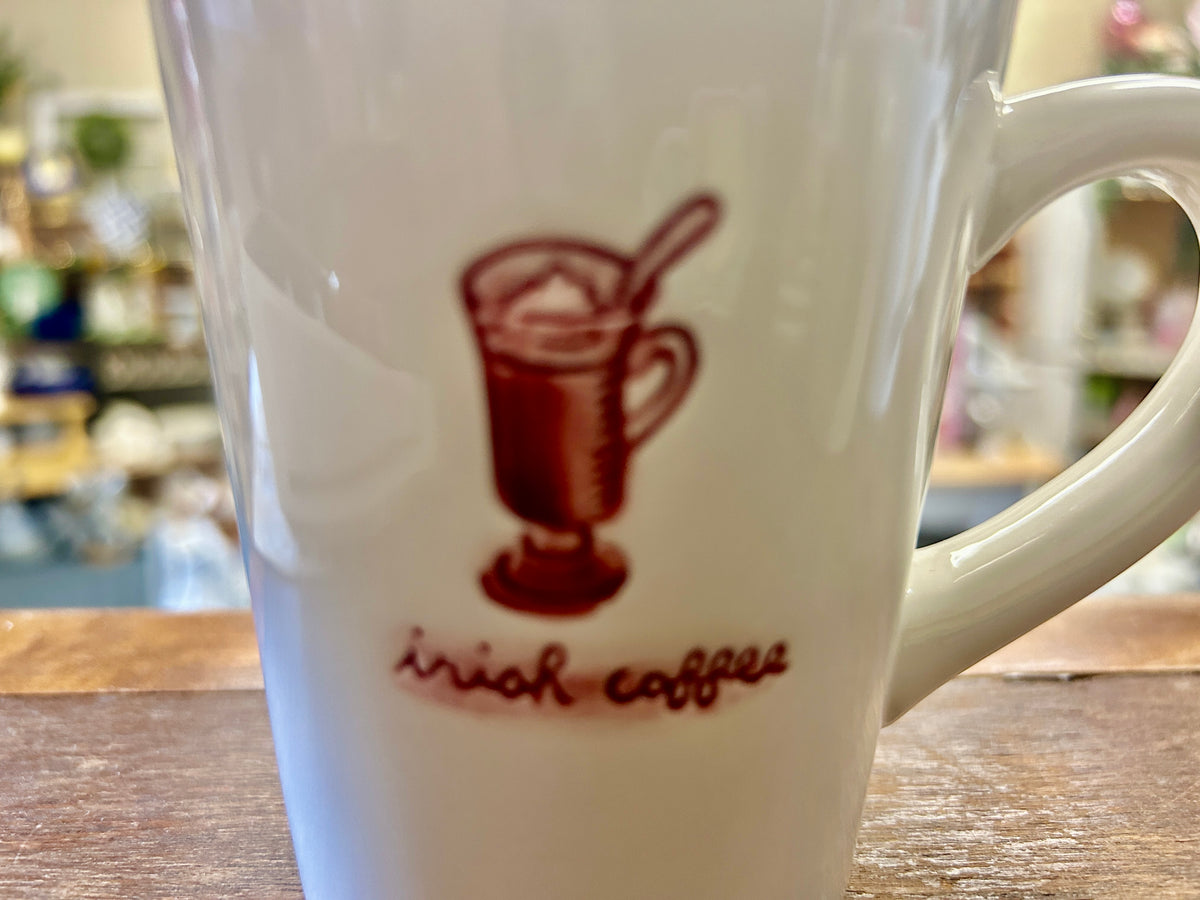 White & Cranberry Williams Sonoma Irish Coffee Mug, 4"